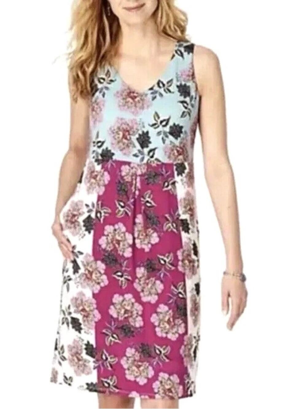 J. Jill Floral Sleeveless Floral Colorblock Midi Dress Size XS